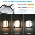 thumbnail image 3 of LEONLITE LED Wall Sconce Outdoor Dusk to Dawn, Outdoor Light Fixtures Wall Mount, 15W Porch Lights with Photocell Sensor, Modern Exterior Wall Lantern, 5000K Daylight, Wet Location, Black, Pack of 2, 3 of 7