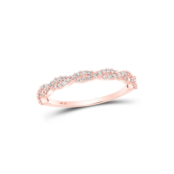 10kt Rose Gold Womens Round Diamond Twist Stackable Band Ring 1/6 Cttw