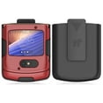 thumbnail image 4 of Case with Clip for Motorola RAZR 5G Flip Phone, Nakedcellphone [Red] Hard Shell Slim Cover with [Rotating/Ratchet] Belt Hip Holster Holder Combo for Moto RAZR 5G Flip Phone (2020) XT2071, 4 of 10