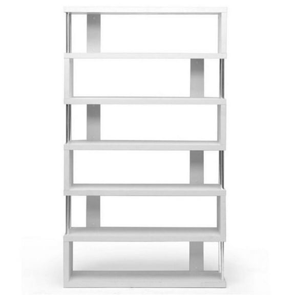 Allora 6 Shelf Modern Wood Bookcase in White