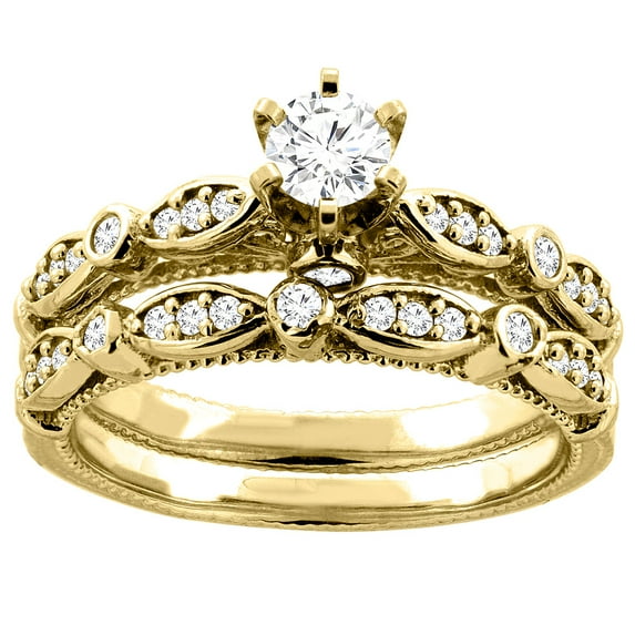 14K Yellow Gold 0.78 cttw. Round Diamond 2-piece Bridal Ring Set, size 9.5