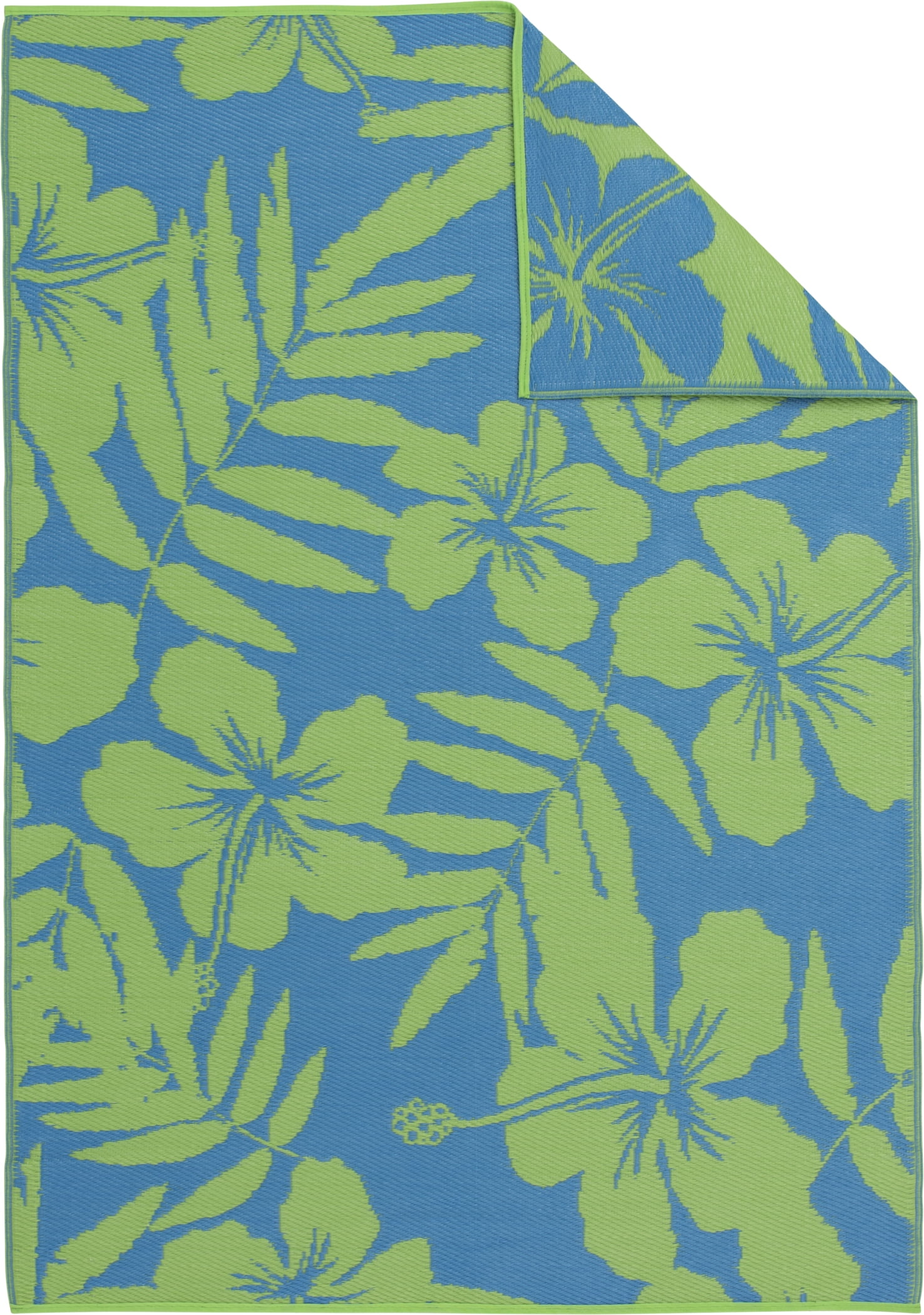 Mainstays 5'x7' Blue Green Palm Plastic Reversible Outdoor Rug