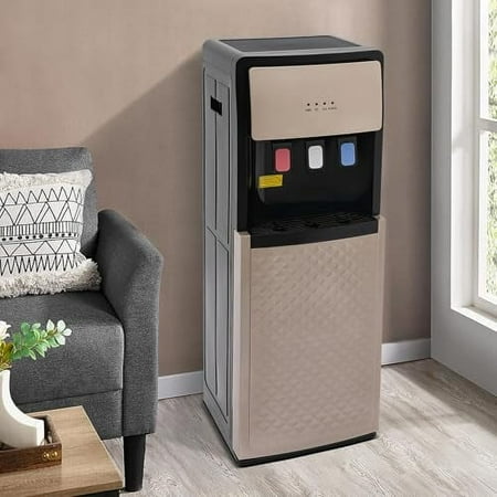 Bottom Loading Water Cooler Dispenser, 3 Temperature Settings-Hot, Cold & Room Water, Hot&Cold Standing Water Dispenser with Over-Temperature Protection, Holds 3 or 5 Gallon Bottle