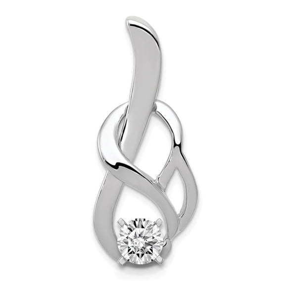 14K White Gold Charm Pendant Slide Only Center Stone 32 mm 14