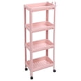 thumbnail image 3 of Estantería de baño multicapa, estable y duradera, para esquina, independiente, color rosa, 4 niveles (con ruedas), 3 of 14