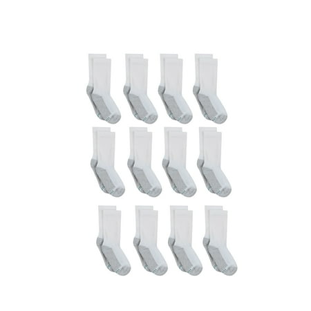 Hanes Boys Socks, 12 Pack Crew Cushion, Sizes S (4.5-8.5) - L (3-9)