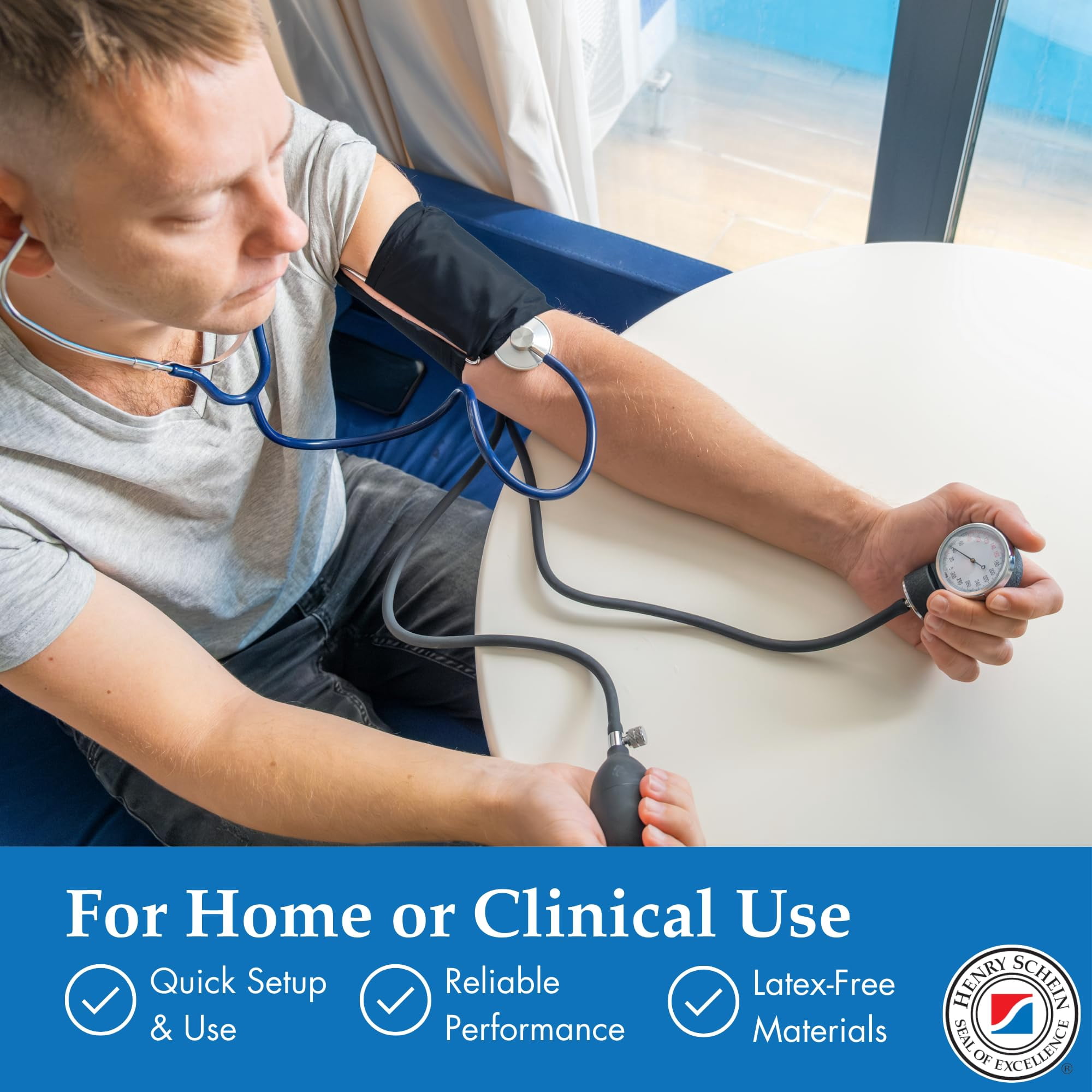 Adult Pro Aneroid Sphygmomanometer – Size 10 (7.5"–10.5") Black Cuff, Manual Blood Pressure Monitor, Reusable, Dial Display, Latex-Free, Includes Leatherette Carrying Case – 1 Count
