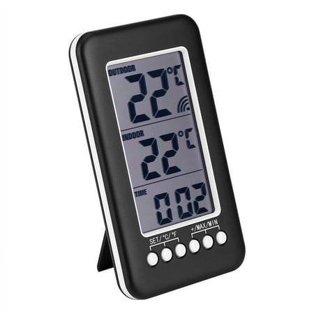 

Zaqw Wireless Thermometer Digital Wireless Thermometer LCD Digital Indoor Outdoor Thermometer Clock Temperature Meter Wireless Transmitter
