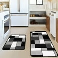 thumbnail image 5 of Black White Geometric Patterns Kitchen Rugs and Mats Set of 2,Modern Decoration Style Kitchen Mat Non-Slip Absorbent Mats for Sink Waterproof Runner Rug for Laundry Room 17x24+17x48 Inch, 5 of 5