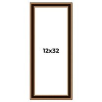 12x32 Frame Gold Brown Plein Air Vintage Solid Wood Picture Frame | 1.75 Inches Moulding Width |