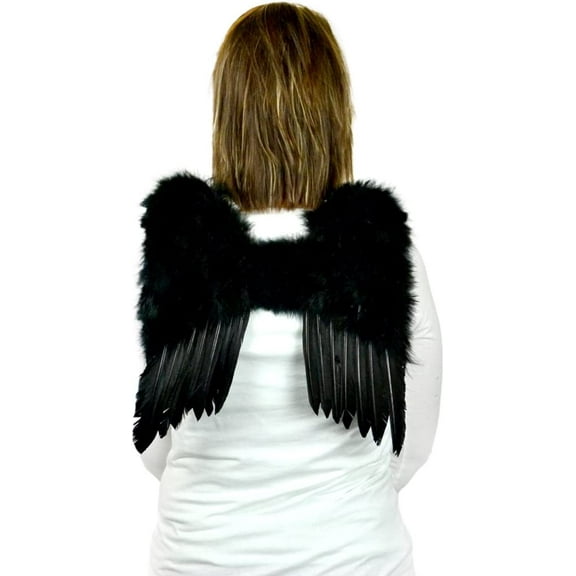 Touch of Nature Black Feather Angel Wings 12x14 and Halo Set w/Black Elastic Straps 2pc