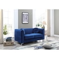 thumbnail image 5 of Passion Furniture Delray 65 in. Navy Blue Tuxedo Arm Velvet Loveseat with 2-Throw Pillow, 5 of 5
