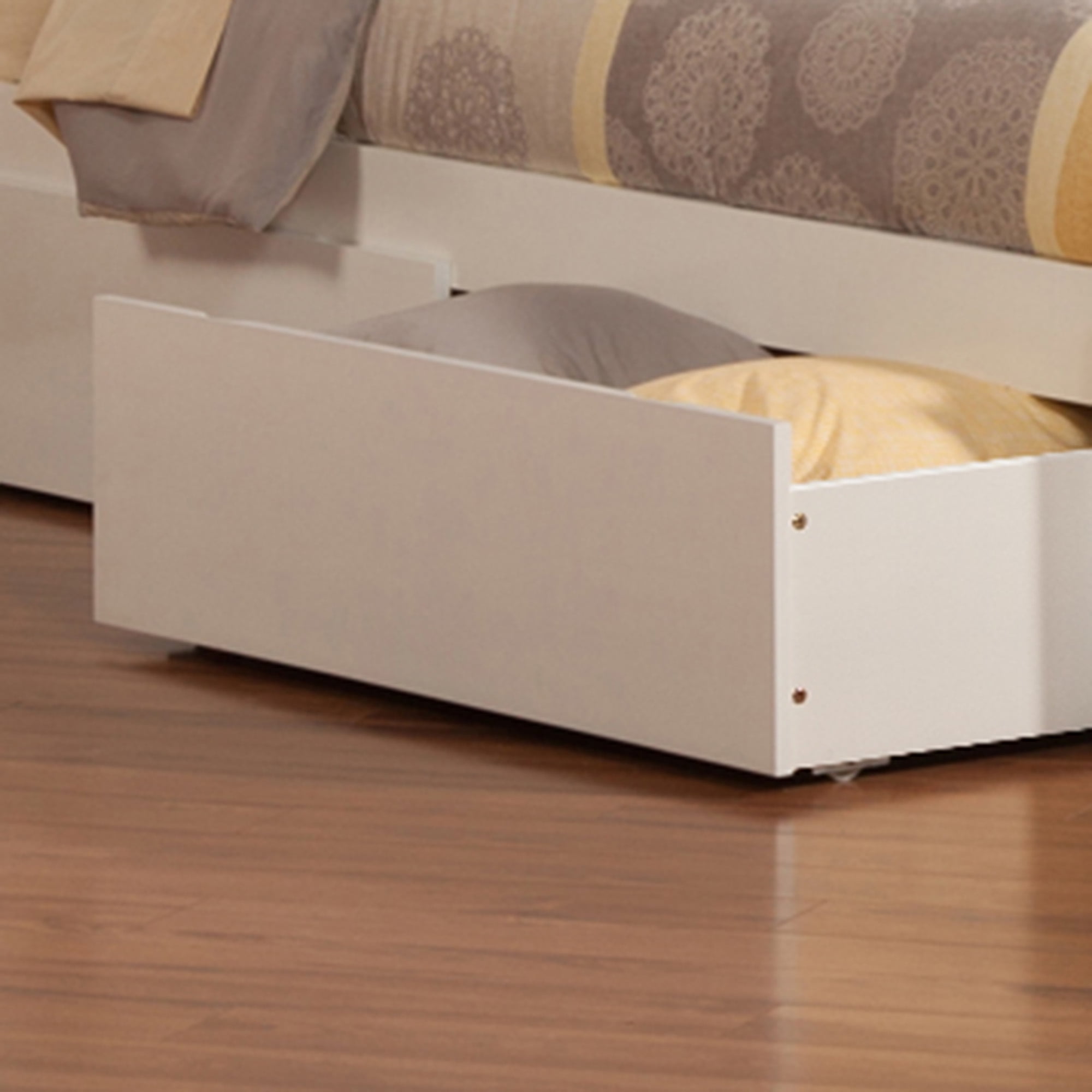 AFI Madison King Solid Wood Platform Bed with Footboard & Storage Drawers, White