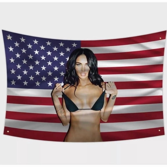 Prime Megan Fox American Flag Style Rap Tapestry Art Print Wall Hanging for Living Room Bedroom College Dorm Men Cave Decor Banner