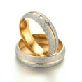thumbnail image 5 of New Hot Titanium Steel Wedding CZ Promised Band Pearl Sand Couple Ring Size 6-12, 5 of 5