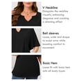 thumbnail image 6 of SHOWMALL Women's Plus Szie Tops V Neck Loose Fit Short Sleeve Black 3X Casual Blouse for Summer Relaxed Style Shirts Everyday Wear Outfit, 6 of 6