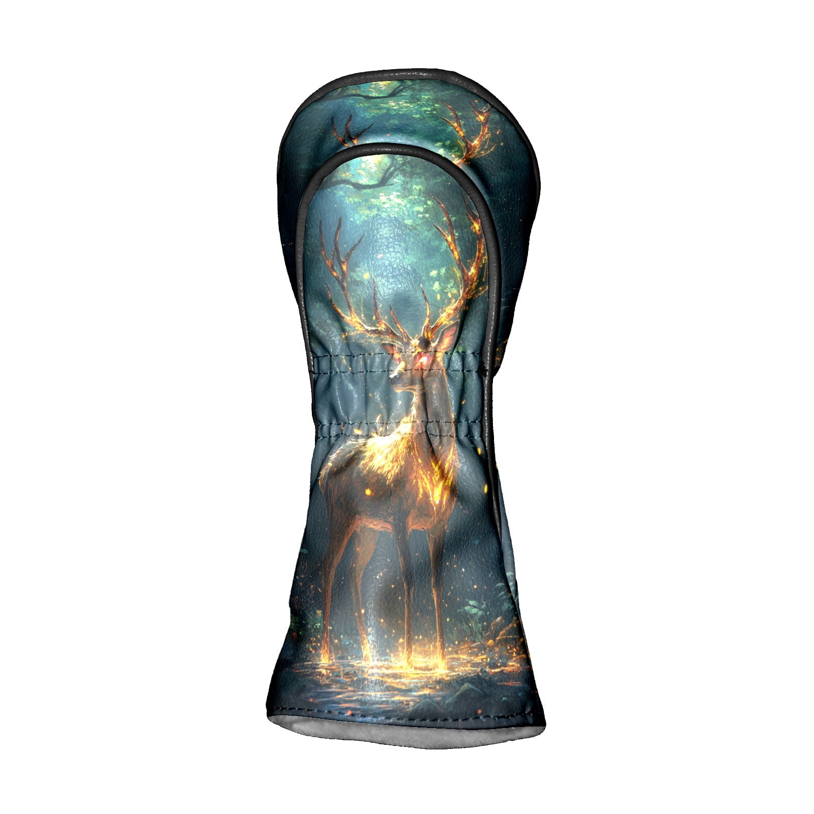 Golf Club Covers PU Leather Waterproof Head Covers for Fairway Woods Hybrids Glowing Deer