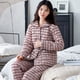 thumbnail image 3 of Chaqueta acolchada gruesa de tres capas para mujer, pijamas florales, ropa de dormir para invierno, mantener el calor, M-XXXL, 3 of 5