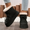 thumbnail image 2 of CAICJ98 Winter Boots Women Lace Up Mid Carf Boots Warm Lined Waterproof Fashion Women Snow Boots (Black,Size 9), 2 of 9