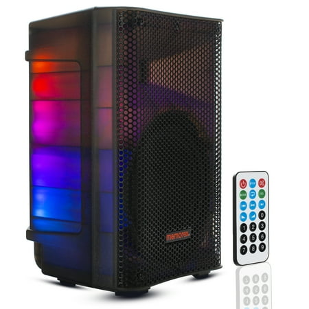 Memorex MX-PS801 8-Inch PA Speaker with Translucent Cabinet | 500W PMPO, Bluetooth | TWS Pairing, LED Lighting | 50W RMS Bi-Amp, USB & SD Playback | Microphone Input, Portable Design
