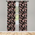 thumbnail image 4 of Ambesonne Floral Window Curtains, Watercolor Various Flowers, Each 28" W x 84" L, Navy Blue and Dark Coral, 4 of 4