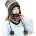 thumbnail image 1 of Conjunto de gorro y bufanda de punto para mujer, gorro de invierno cálido y grueso con pompón de ganchillo y dobladillo para exteriores., 1 of 5
