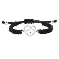 Uloveido Heart Mountain Mustard Seed Bracelet - Adjustable Handmade Black String Braided Rope Bracelets for Men Boy (Black)
