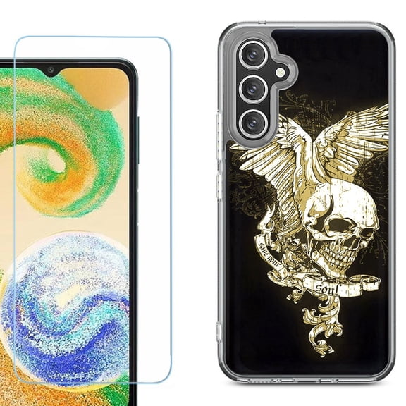 Phone Case for Samsung Galaxy A17 5G, with Screen Protector, by OneToughShield - Wing Skull