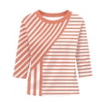 thumbnail image 3 of cocolona Womens Casual Striped Tops Crew Neck 3/4 Sleeve Pullover Shirts Outfits Basic Tees, 3 of 7