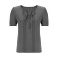 thumbnail image 5 of MIXUE Womens Summer Tops Solid Color V Neck Short Sleeve Boho Tunics Tee Shirts Streetwear,Gray,XXL, 5 of 6