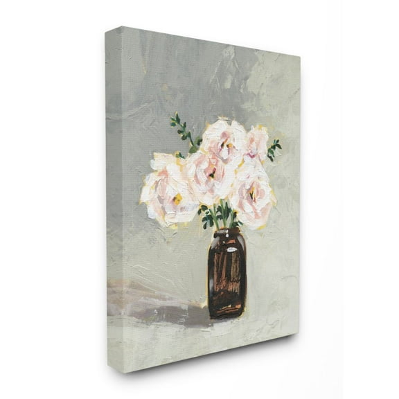 Stupell Industries Flower Jar Green Pink Modern Painting Super Canvas Wall Art by Victoria Borges