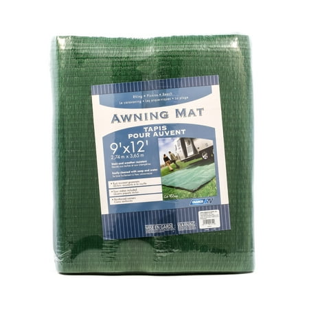 Camco Reversible RV Awning and Outdoor Mat | Lightweight and Mildew Resistant | Green (42820)
