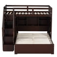 thumbnail image 6 of Harper & Bright Designs L-Shaped Bunk Bed Twin over Full Size with Wardrobe and Bookshelf, Storage Stairway Bunk Bed with USB Charging Station and LED Light for Bedroom, Espresso, 6 of 17