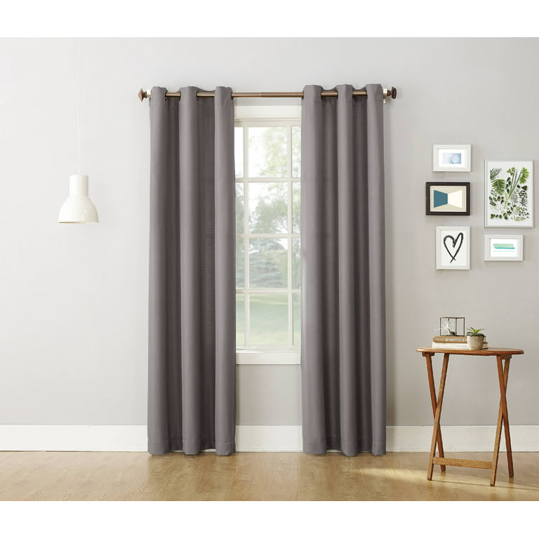 No. 918 Brandon Magnetic Closure Gray Polyester 54 in. W x 84 in. L Grommet Room Darkening Curtain (Double Panel)