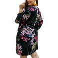 thumbnail image 3 of Askfv Women Long Sleeve Dress Elegant Ruched Bodycon Wrap Casual Irregular Hem Short Dress, 3 of 7