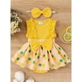 thumbnail image 2 of Bagilaanoe Newborn Baby Girl Summer Rompers Dress Print Sleeveless Bodysuits + Headband 3M 6M 9M 12M 18M Infant Patchwork A-line Dresses, 2 of 9