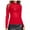 Red, variant on Dyfzdhu Long Sleeve T Shirts for Women High Neck Arm Shaper Top Sheer Mesh Yoke Casual Blouse Shirt Black