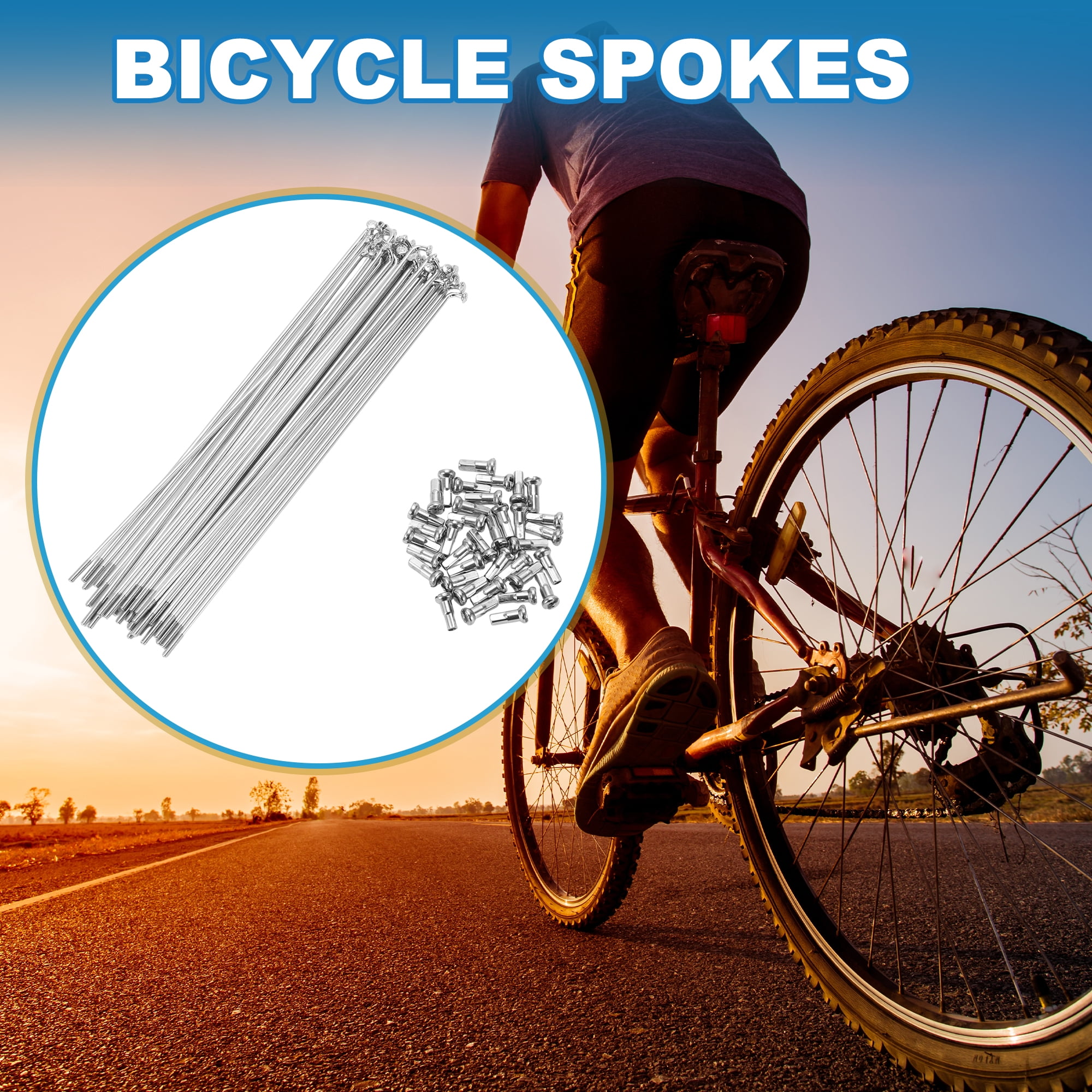 Unique Bargains 36Pcs 14G Mountain Bike Spokes Bicycle Spokes Carbon Steel Silver 6.69"