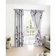 thumbnail image 3 of Purple Grey Leaves Blackout Curtains for Bedroom/Living Room, Thermal Insulated Kitchen Curtains, Summer Botanical Pastoral Watercolor Grommet Darkening Window Treatment Drapes 27.5"x39"x2, 3 of 8