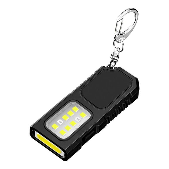 Agiufgs Mini Keychain Flashlight 600, USB Rechargeable with Red and Blue Warning Lights, for Edc Camping Emergency Setup, Black, 1pcs