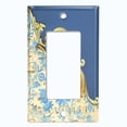 thumbnail image 5 of Metal Light Switch Plate Cover Blue Floral Damask Frame Honeycomb Trim DAM058, 5 of 13