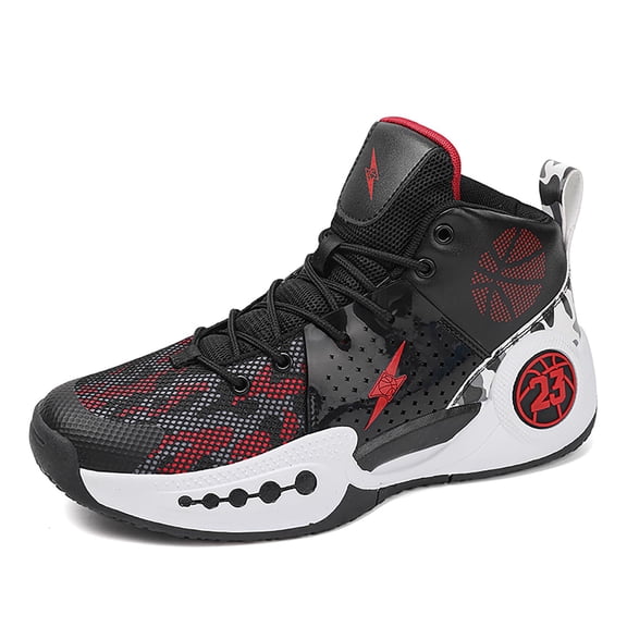 Bolognifi Men's Basketball Shoes High Top Comfortable Training Sports - BLACK_4