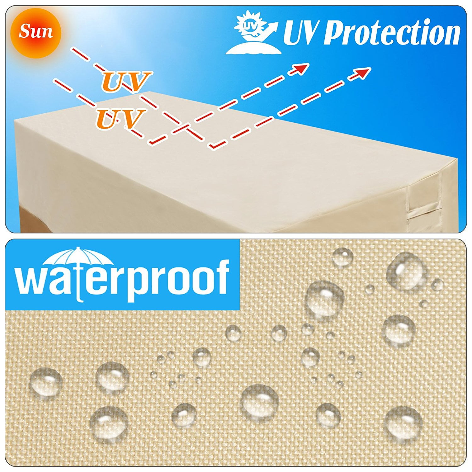Sunny Large Patio Sofa Loveseat & Bench Cover Furniture Protector Weather Protection Waterproof