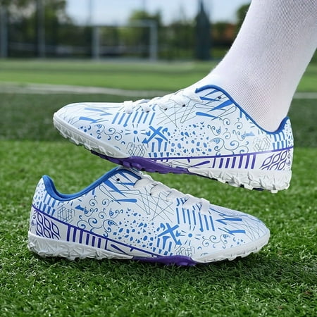 FLTHDD Men s Soccer Cleats - Performance Sports Shoes with Solid & Striped Design  All-Season Training Football Boots  Lace-Up  Water-Resistant PVC Upper  Fabric Inner  EVA Sole  Cloth Insole