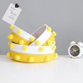 thumbnail image 2 of Cesta de almacenamiento tejida con pompón para el hogar, caja de almacenamiento de desechos de escritorio, cesto de ropa sucia para niños, amarillo, 2 of 5