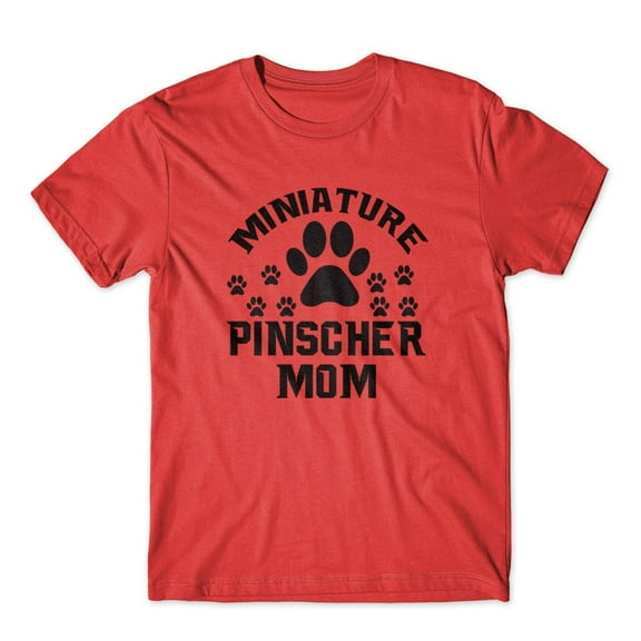 Mighty Circus Miniature Pinscher Mom T-Shirt 100% Cotton Premium Tee - Red, Large