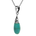thumbnail image 3 of Filigree Swirl Teardrop Turquoise Inlay .925 Silver Necklace, 3 of 6