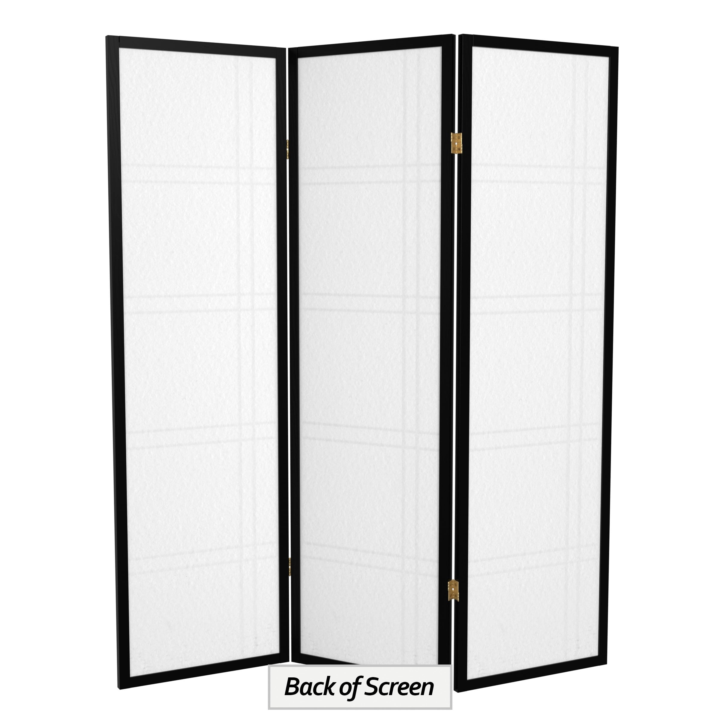 5 ft. Tall Black Japanese Double Cross Lattice Freestanding Shoji Screen - 3 Panels