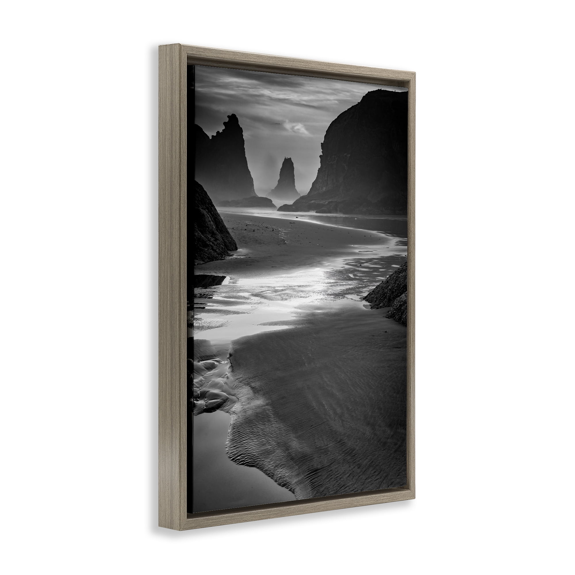 Stupell Industries Last Light On Bandon Beach Brown Framed Floater Canvas Wall Art, design by Rick Berk