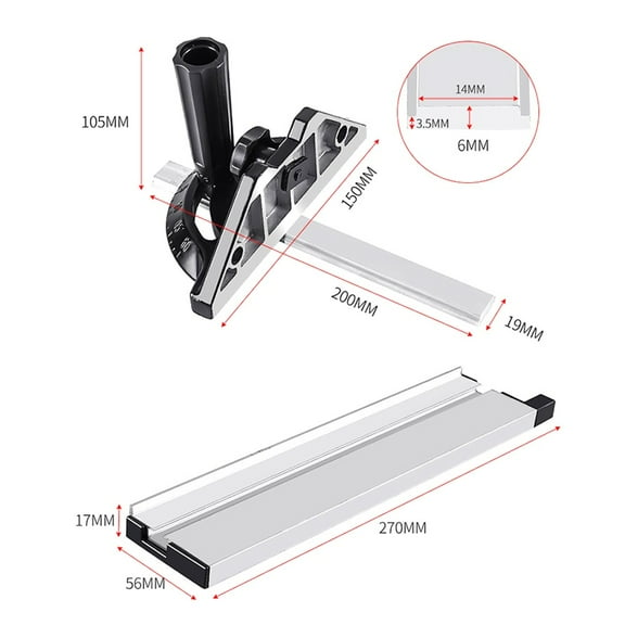 Practical Miter Gauge Adjustable Aluminum Alloy Multifunction Portable Woodworking Tools Push Block Fence System